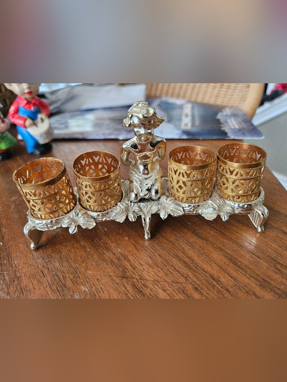 Vintage Hollywood Sam Fink Gold Metal Filigree Lipstick Holder Bathing Beauty